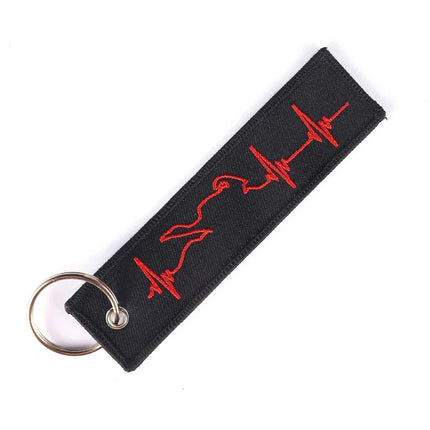 Simplicity Fashion Biker Heartbeat Keychain for Motorcycles Key Chains Embroidery Key Fobs Jewelry Fashionable Chain Wholesale