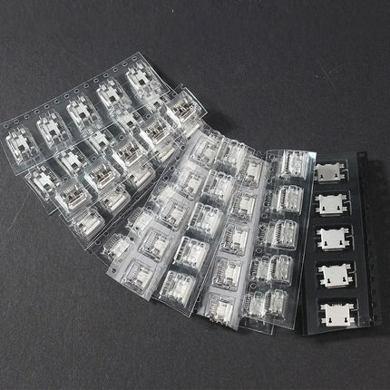 60PCS 5 Pin Socket Connector Micro USB Socket Connectors Assortment Set 12 Models SMD DIP