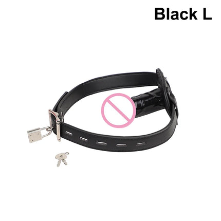 Leather Silicone Penis Mouth Ball Gag With Lock Bondage Restraints Oral Dildo Plug Harness For Couple Sex Game Sex Toy