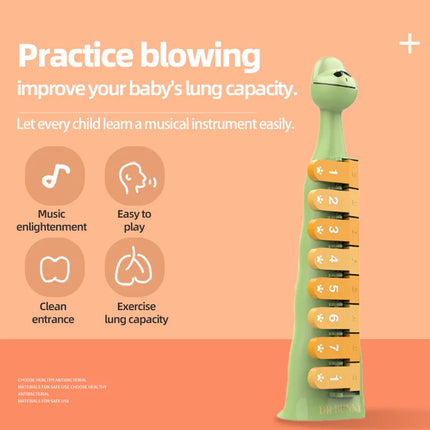 Dr. Rabbit Dinosaur Eight-Key Harmonica Children's Harmonica Instrument Beginner's Guide Kindergarten Kids Teaching Aid Zero Foundation