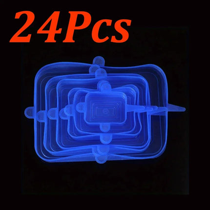 6-24Pcs Food silicone lid Silicone Stretch Lids Reusable Silicone Food Bowl Covers rectangular sealed bowl lid for Food Storage