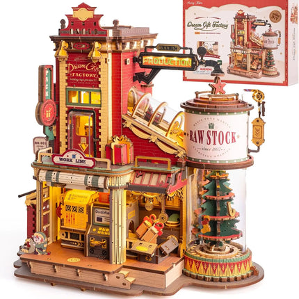 Robotime Wooden Music Box Christmas Dream Gift Factory 3D Wooden Puzzles Wooden Model Kits Build Best Gifts for Adults