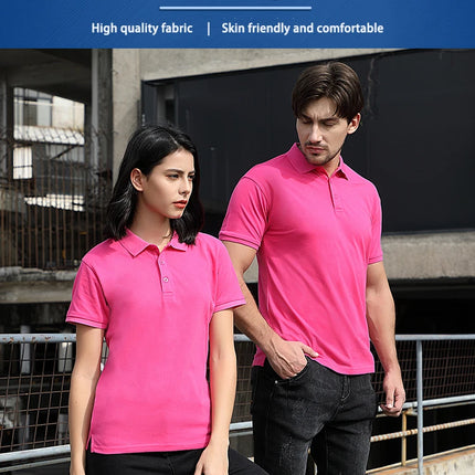 POLO shirt Men's Solid Color Short Sleeved top Team Clothing Customization Red Orange and Other Colors Customization