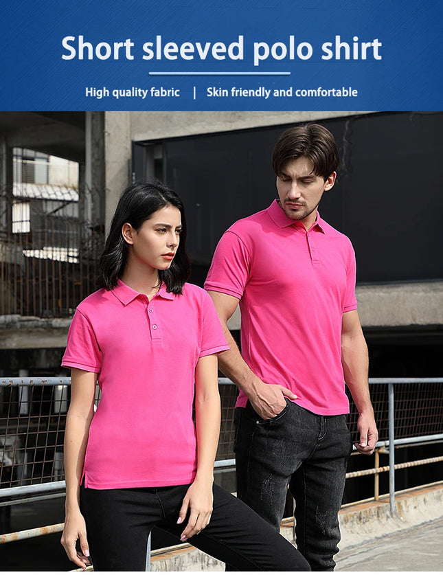 POLO shirt Men's Solid Color Short Sleeved top Team Clothing Customization Red Orange and Other Colors Customization