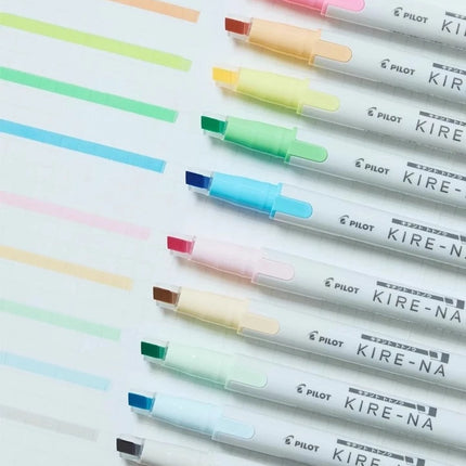 PILOT KIRE-NA Highlighter Pen Set Dual Tip Colroed Highlighter Pastel/Basic Chisel/Fine Tip, Quick-Dry Pigment Ink, SKIW-1-5C1