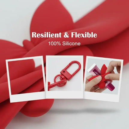 Silicone Lip Balm Holder with Clip-On Keyring and Sweet Bowknot for Outdoor Adventures