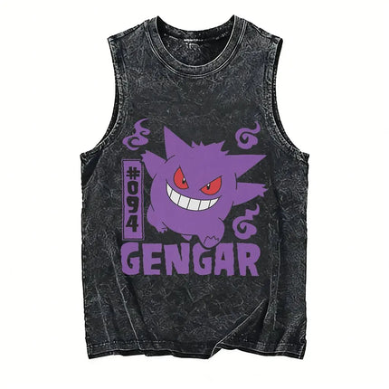 2026 Hot Pokemon Oversized Vintage Washed Vest Anime Men's Tank Top Man Sleeveless Shirt Summer Y2k Clothes T Shirts Gym Clothes