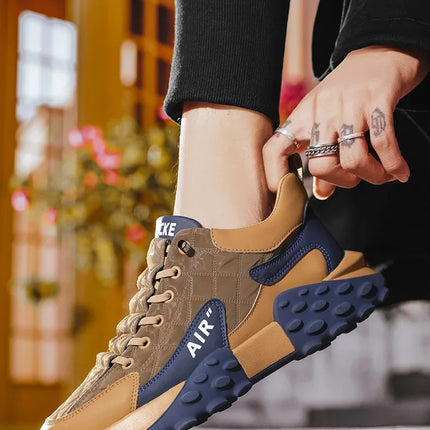 Men's Spring New Sport Shoes Casual Classic Trendy Thick Bottom Leisure Shoes Breathable Microfiber Upgraded Spring Autumn