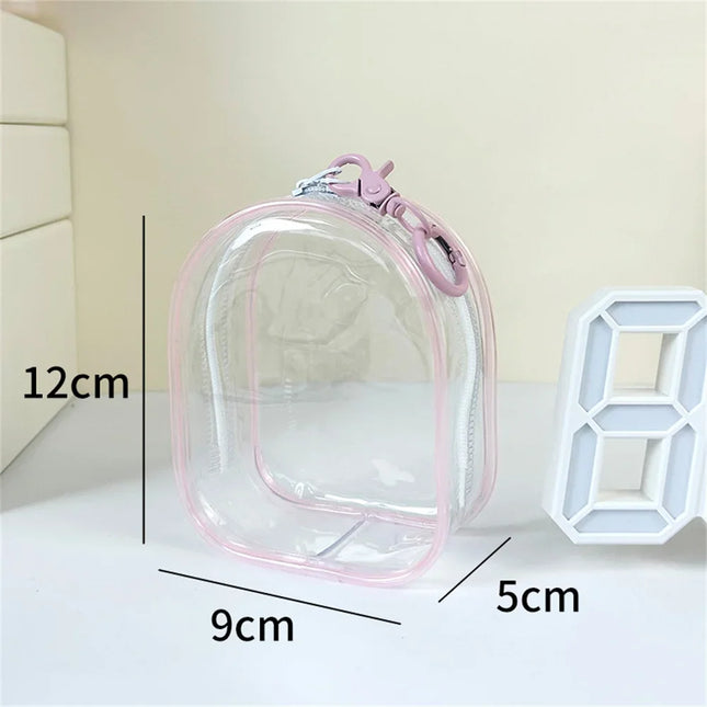 Portable Transparent PVC Mystery Box Keychain Square Zipper Storage Pouch Bag Pendant Anti Dust Waterproof Plush Dolls Toy Bag