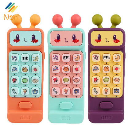 Nori Baby Cartoon Simulation Mobile Phone Toy with Teether Infant Early Educational Music Toy