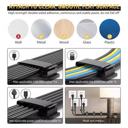 10pcs Self-Adhesive Cable Organizer Car USB Data Cable Clamp Clips Holder Decorative Cord Winder Manager for Cable Management