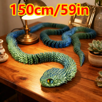 6 Pcs 150Cm/59.06In 3D Printed Snake Statue, Flexible 3D Printed Animal, Colorful Figurines Statue,