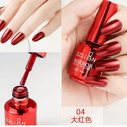 1PCS Metal Mirror Silver Baking Free Nail Polish Super Texture Gorgeous Durable Nail Polish Multicolor Bright Nail Polish Beauty
