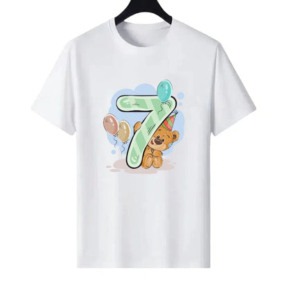 Letter Number Woman Family Round Neck Parent-child Clothing Loose Tops Unisex Comfort Y2k Short Sleeves T-Shirt Men Blouses