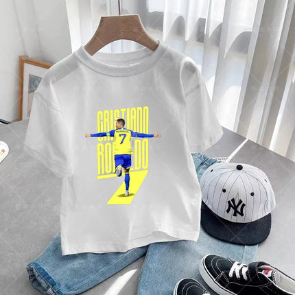 New Summer CR7 Print Cotton Boys Girls T-shirt Cristiano Ronaldo Clothing Fashion Outdoor Casual Fashion Sports Tees Top T-shirt
