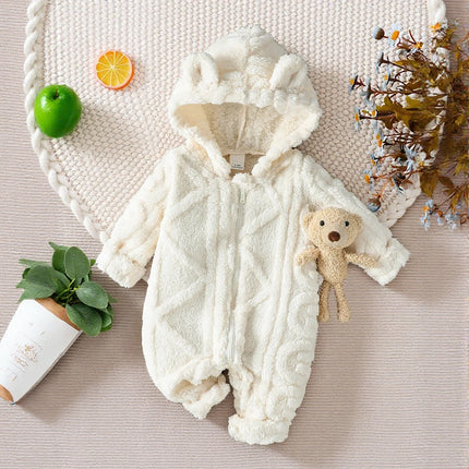 Autumn Winter Newborn Baby Romper Boys Girls Lovely Hooded Long Sleeve Infant Bodysuit Warm Jumpsuit Toddler Daily Clothes 0-1Y
