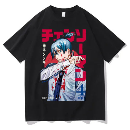 Chainsaw Man cotton shirt teen University graphic Grunge Retro t-shirt Classic Punk 2000s Trendy