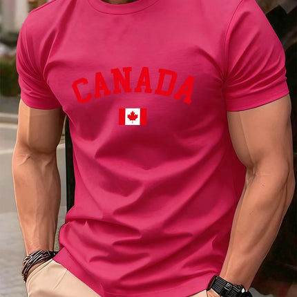 Canada Text With Flag Printed Cotton T-Shirts Men's Summer Short Sleeve T Shirt Soft Oversized O-Neck Tops Basic Men's Clothes
