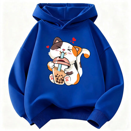Fashion Happy Dog Drinking Juice Children's Hoodie Sweatshirt Cute Hoody for Boys Girls Casual Hoodies