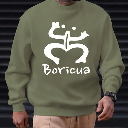 2025 Men's 100% Cotton Crew Neck Sweatshirt Boricua Art Print Cultural Elegant Premium Soft Comfortable Trendy Casual Daily Top