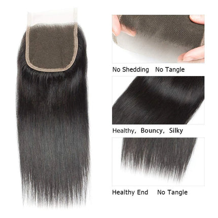 13x4 Lace Front Closure Human Hair Ear to Ear Transparent Lace Frontal Closure Straight Hair Extensions Human Hair Pre Plucke