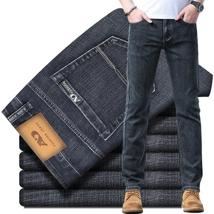 SULEE Brand 2025 New Four Seasons Men's Slim Elastic Pants Fashion Business Denim  for  Stretch Men Jeans Vaqueros Hombre