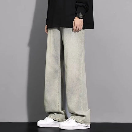 Men's Loose Straight Leg Jeans Washed Vintage Baggy Denim Pants 2026