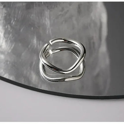925 Sterling Silver Wavy Line Open Rings for Women Ladies Elegant Luxury Silver Color Jewelry Accessories Wholesale Jewellery