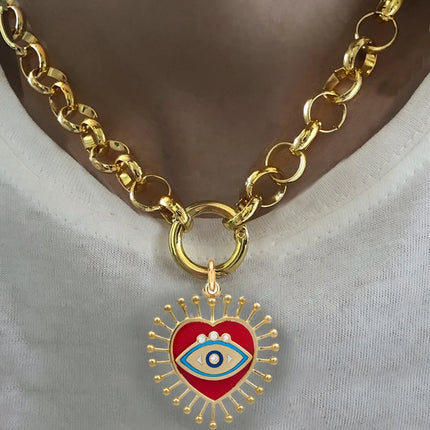 Hyperbole Gothic Cuban Chunky Necklace Women Queen Coin Holy Dollar Pendant Necklace Statement Hip hop Jewelry