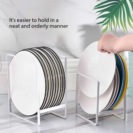 1pc Sleek Metal Dish Rack Set, Space-Saving Tiered Shelf Organizer, Plate & Utensil Holder, Pull-Out Design, Kitchen Storage