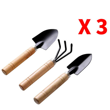 3Pcs Mini Garden Tools Set - Iron, Shovel, Rake Bonsai Tool for Garden Potting Flower Plant Succulent Transplanting Hand Tool