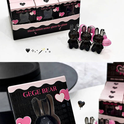 Gege Bear Pink Rabbit Velvet Matte Lip Cream Black Rabbit Water light lip glaze matte mirror pendant lipstick lip gloss