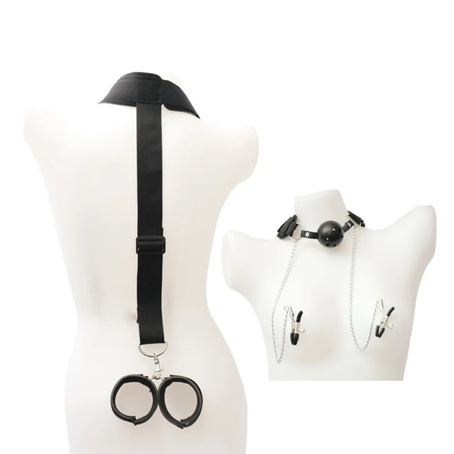 BDSM Female Nipple Clamp Mouth Gag Sex Toy Set Couple SM Slave Games Bondage Gear Collar Leash Sextoy Kit 18+ Sex Product Shops