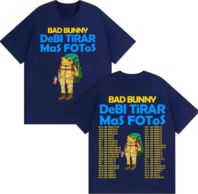 Rapper Bad Bunny Debi Tirar Mas Fotos DTMF Album 2026 T-shirts Men Women Vintage Cartoon Fashion Short Sleeve T Shirt Streetwear