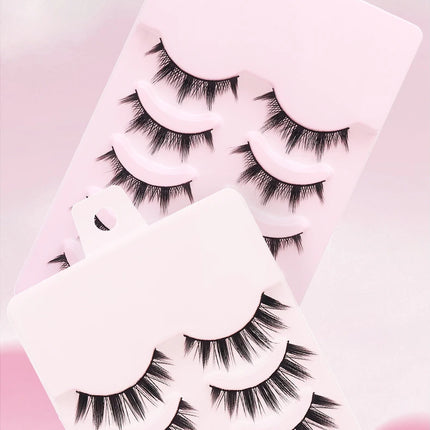 DINGSEN 5 Pairs Manga Lashes Eyes Lashes Soft Natural Long Eyelashes Fake Lashes Anime Wispy Strip False Eyelashes Makeup