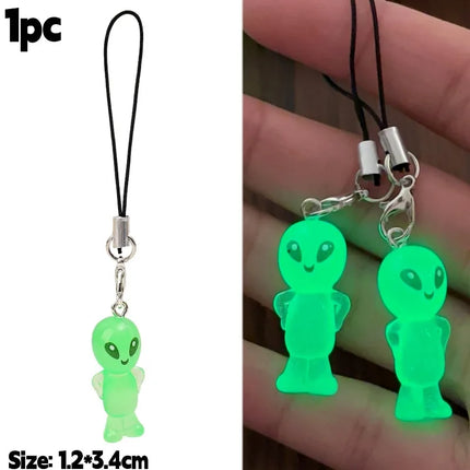 1-30pcs 2026 New Luminous Alien Mobile Phone Lanyard Backpack Keychains Pendants Cute and Glowing Creative Small Pendant