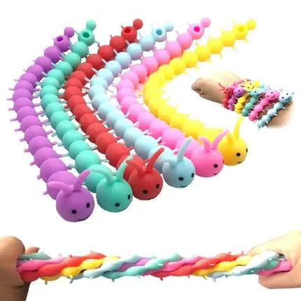 1-6PCS Funny Unicorn Pull Worm Noodle Fidget Toys Stretch String TPR Rope Anti Stress Toys String Stress Relief Autism Vent Toy