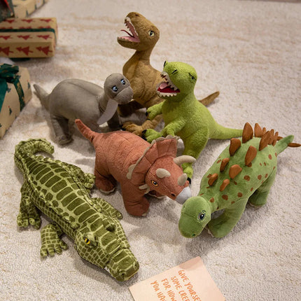 35-100CM Cartoon Dinosaurs Plush Toy Simulated Triceratops, Tyrannosaurus Rex, Stegosaur, Velociraptor, Brontosaurus Plushie Toy