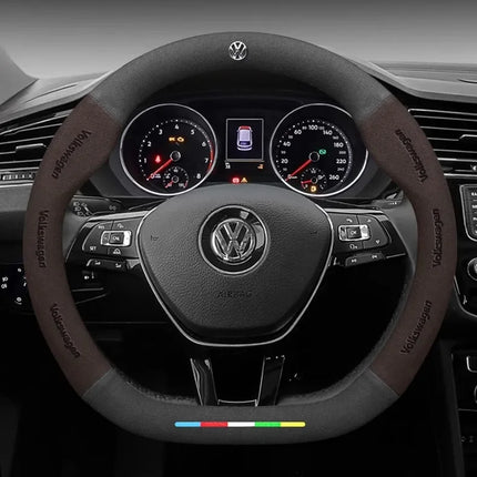 For Volkswagen Passat Golf 5 GTI Beetle Tiguan Touareg Polo T-ROC T-Cross Magotan Jetta Car Suede Anti-Slip Steering Wheel Cover