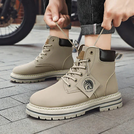 Men's Leather Ankle Boots - Classic Motorcycle Boots / Bottes en Cuir pour Hommes - Bottes Classiques de Moto