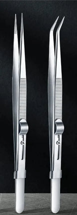 Professional Jewelry Tweezers 16CM High Precision StainlessSteel with SlottedBuckle forDiamond Gem DIYCrafting Sandblasted Tools
