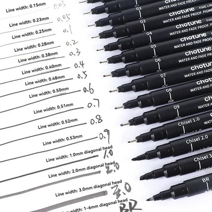 3/15Tip Black Pigment Micro-Pen Fineliner Ink Pens,Drawing Artist Illustration Pens Multiliner for Sketching Anime Manga Design