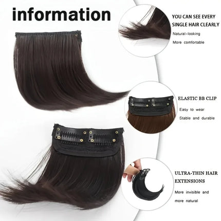 Synthetic 10cm Clip In Hair Extensions Short Straight Topper Invisible Seamless Side Cover Hairpiece Natural Volume Easy Wear