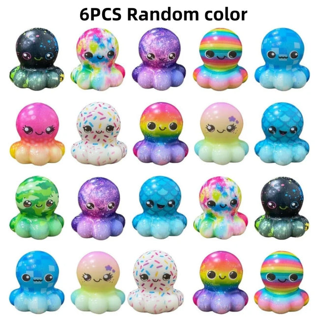 6/12PCS Octopus Slow Squishy Toys Soft Stress Relief Fidget Toys for Kids Party Favors Classroom Rewards Easter Basket Stuffers