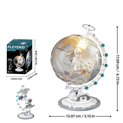 Space series creative globe building block assembly model with light MOC desktop ornaments children's learning educational toys
