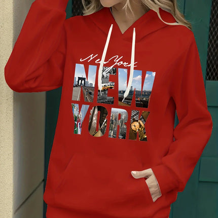 Women's autumn and winter warm and loose casual NOPE not today printed suede long sleeved hooded sweatshirt