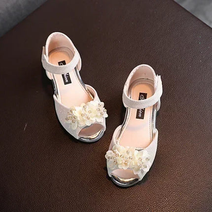 Summer New Style Children's Sandals Girls Fashion Rhinestone Flower Princess Shoes Little Girls Soft Soled Dance Shoes Girls