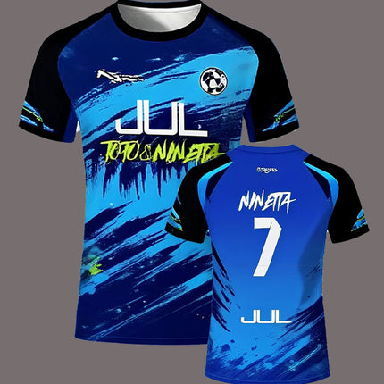 JUL 3D Series 90-Minute Football T-Shirt, Quick-Dry Summer Outdoor Sports T-Shirt for Men, Loose-Fit Crew Neck T-Shirt