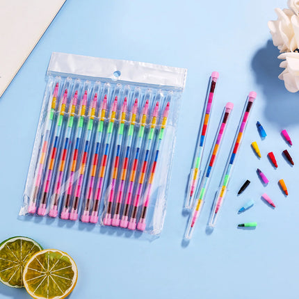 10Pcs Stackable Crayon Set 11 Colors Pencils Colorful Party Favors DIY Mini Rainbow Crayons Pens School Office Supplies