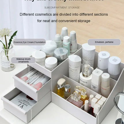 1pc White New Drawer Makeup Storage Box Dormitory Finishing Plastic Shelf Cosmetics Skin Care Dressing Table Desktop